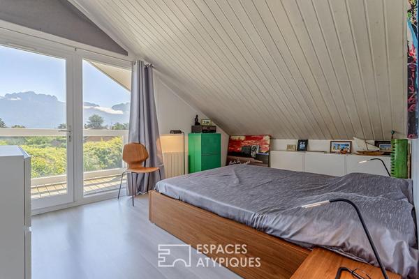 Maison ossature bois avec piscine et vue