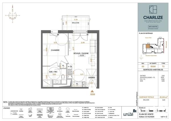Appartement 2 pièces de 41 m² à Saint-Sébastien-sur-Loire (44230)