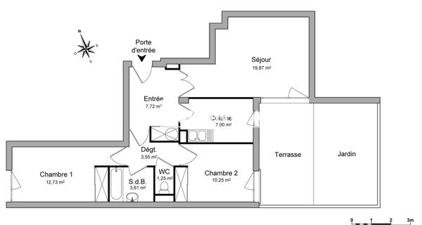Location Appartement 3 pièces 65.98 m² - Châtenay-malabry 92290
