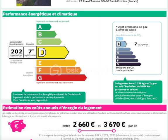 A vendre, dans la commune prisée de Saint-Fuscien, à proximité des arrêts de bus et à 2min en voiture de la rocade sud, venez découvrir cette maison familiale de 147 m² habitables (160 m² au sol). 

Cette maison individuelle offre une autonomie de plain-pied. Vous découvrirez au rez-de-chaussée une grande entrée donnant accès à la cave, un salon/séjour de 40 m² équipé d'un poêle à granulés ouvert sur la terrasse et le jardin, une cuisine aménagée/équipée de 14 m², un toilette indépendant avec lave-mains, une chambre de 15 m² avec sa salle d'eau et WC. 

Un large escalier vous mènera au palier du premier étage desservant 3 chambres de 16, 12 et 10 m², un bureau ou dressing indépendant, une salle d'eau et un 3ème WC. Vous trouverez également un grenier à aménager pour créer une jolie suite parentale avec une 3ème salle d'eau, le velux et l'isolation étant déjà en place. Cette maison offre un agencement parfait pour une famille nombreuse.

À l'arrière de la maison, vous profiterez d'un jardin soigné, clos et arboré à l'abri des regards. À l'avant, une grande cour intérieure avec son porche rejoignant l'arrière du bien. Des travaux pour fermer ce porche peuvent être imaginés afin de créer un garage fermé par la suite.
Possibilité de stationner une voiture dans la cour fermée sinon de nombreuses places devant la maison se trouvant au 22 rue d'Amiens à Saint-Fuscien.

Huisseries double vitrage, volets bois, toiture entretenue en parfait état, tout à l'égout, chauffage électrique par radiateurs à inertie + poêle à granulés. Taxe foncière 2025 : 1 754 €.

Appelez-moi pour plus d'informations.