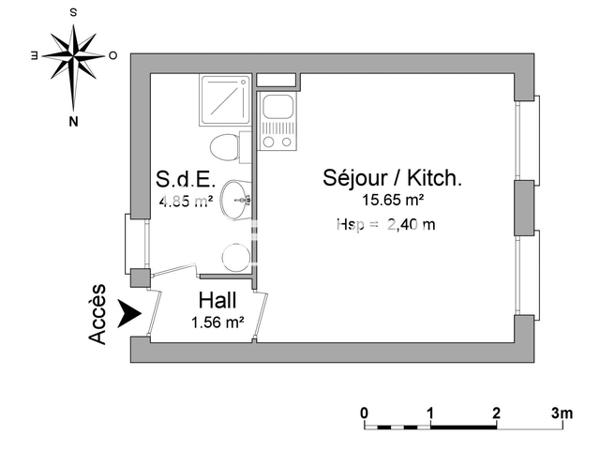 Location Studio 22.06 m² - 9/9 BIS RUE D'INKERMANN Lille 59800