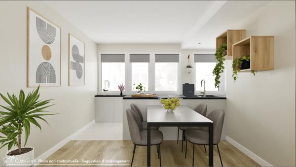 3 pièces de 62m2 - étage élevé en bord de Marne