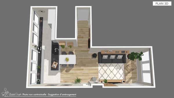 3 pièces de 62m2 - étage élevé en bord de Marne