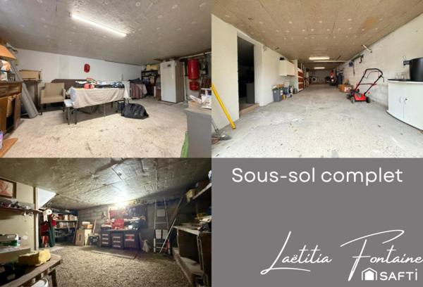 Plain-pied, 3 chambres, jardin, sous-sol complet