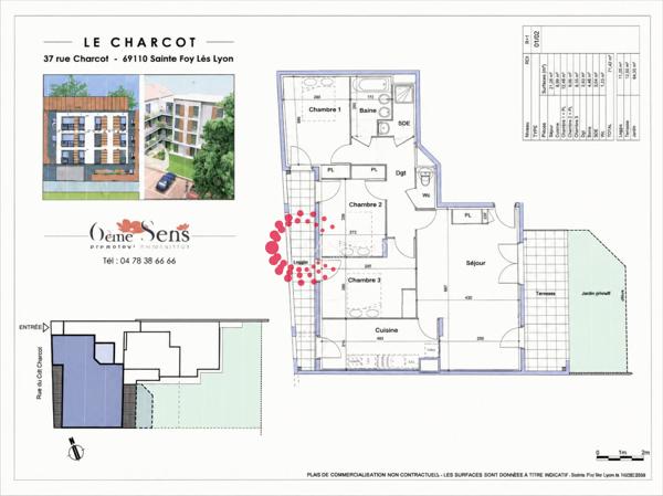 Appt 3 ch en rez-de-jardin et garage proche commerces et bus