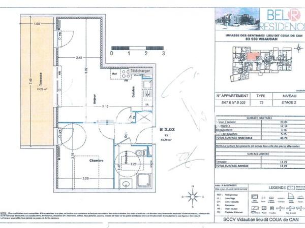 Location Appartement 2 pièces 43.79 m² - BEL'R RESIDENCE Vidauban 83550