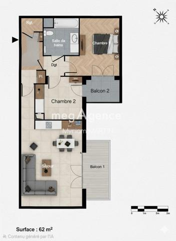 Appartement à EAUBONNE, 95600 - 3 pièces 64m²