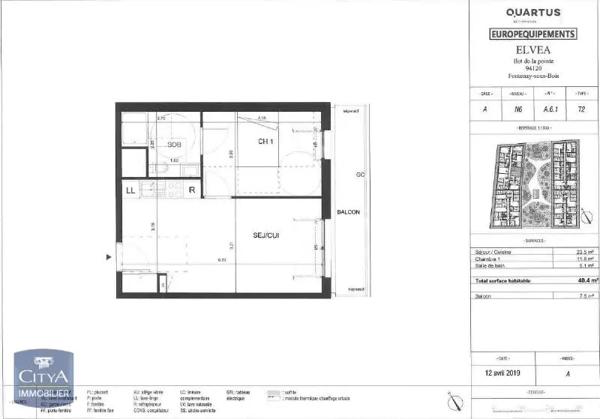 Appartement à louer 2 pièces 40.6m² Fontenay-sous-Bois (94120)