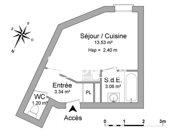 Location Studio 21.1 m² - 98 AVENUE ROGER SALENGRO Villeurbanne 69100