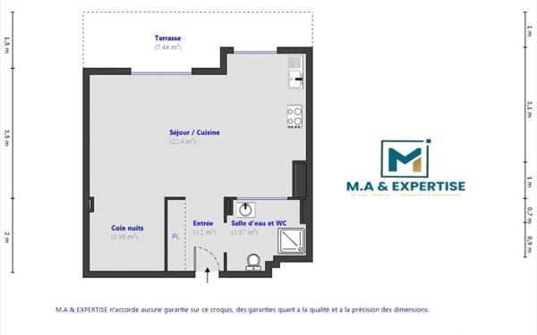 Appartement à vendre    1 pièce • 31,35 m2 Nice