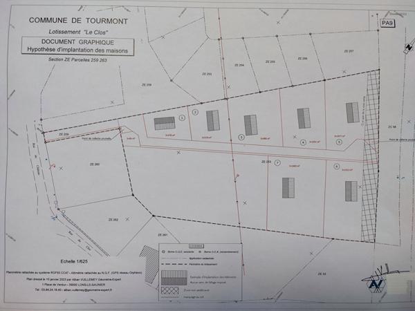 Terrain Tourmont 1051 m2 , borné, viabilisé.... à 5 km de Poligny (parcelle N°4)