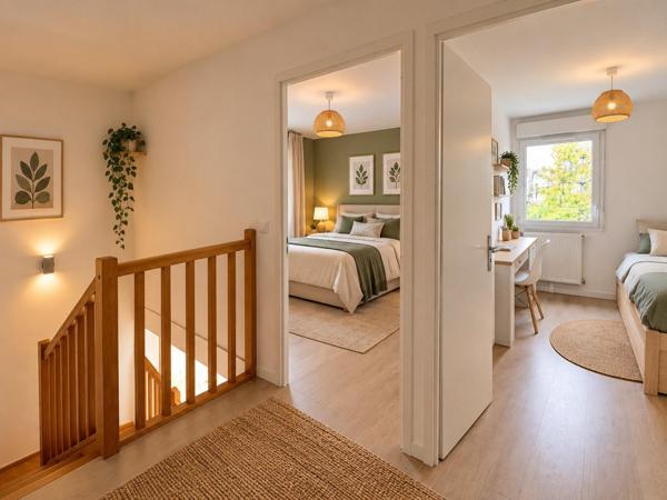 Duplex en rez-de-jardin, 2 chambres, 65 m2, parking en sous-sol