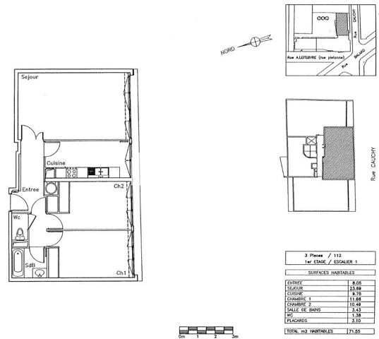 Location Appartement 3 pièces 71.55 m² - Paris 75015
