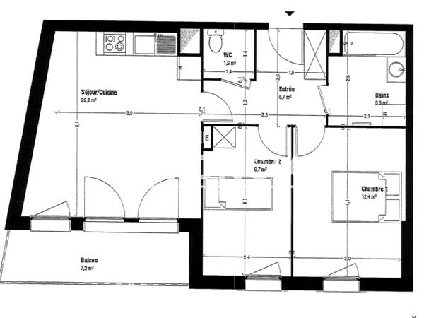 Location Appartement 3 pièces 58.2 m² - 1 RUE ANGELA DAVIS Lens 62300