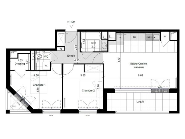 Appartement 3 pièces de 65.08 m² - Saint-Germain-en-Laye