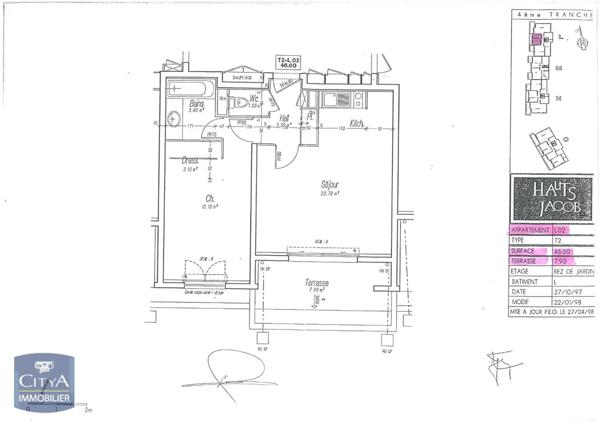 Appartement à louer 2 pièces 46.6m²