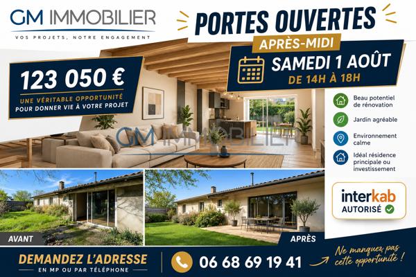 Maison landaise à rénover – Fort potentiel à Linxe