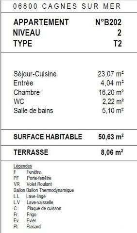 Appartement 2 pièces de 51 m² à Cagnes-sur-Mer (06800)