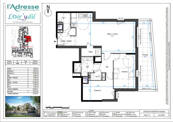 Appartement T3 Avec terrasse et Parking bord de Loire BAISSE DE PRIX
