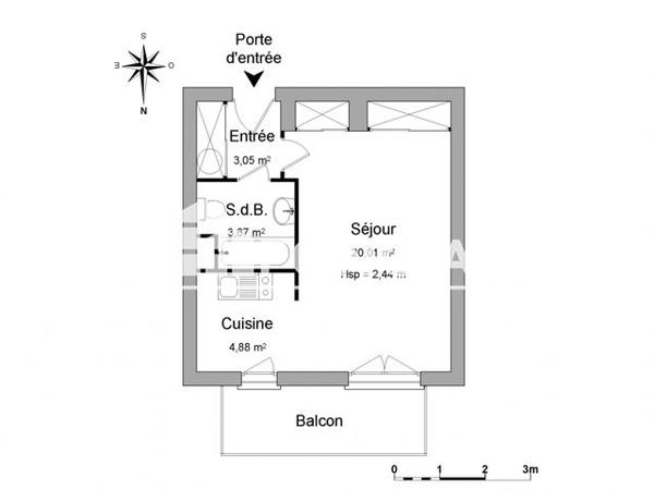 Location Studio 31.6 m² - LES COTEAUX DE MONTSOUDUN Tours 37100
