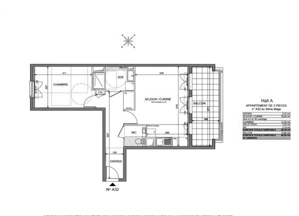 Appartement 2 pièces - 58 m²