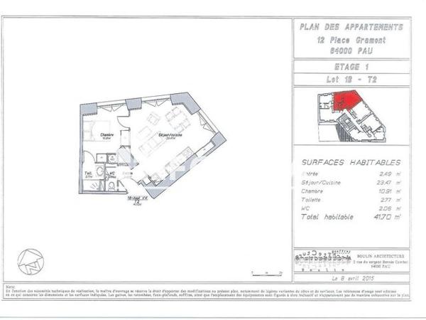 Location Appartement 2 pièces 41.7 m² - 12 PLACE GRAMONT Pau 64000