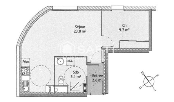 Appartement T2 de 40 m² en rez-de-chaussée + stationnement privatif