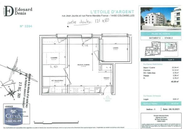 Appartement à louer 2 pièces 43.38m²