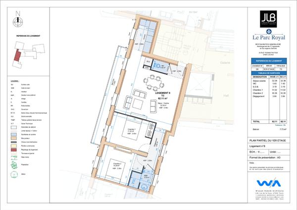 Appartement Loches 3 pièce(s) 62.11m2 -