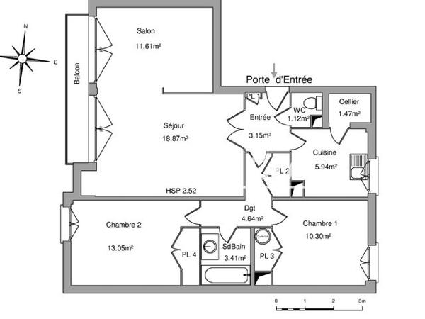 Location Appartement 4 pièces 73.8 m² - 59 63 BOULEVARD ANATOLE FRANCE Poitiers 86000