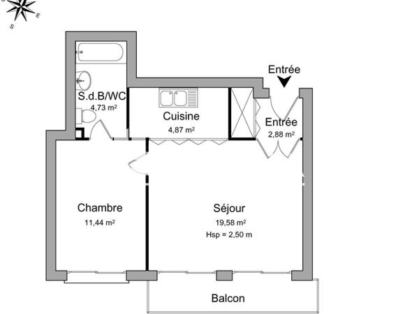 Location Appartement 2 pièces 43.5 m² - 1 RUE FRANCOIS MAURIAC Brest 29200