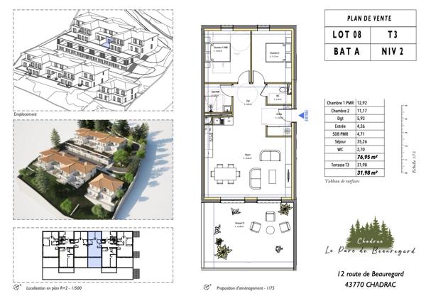 Vente Appartement76,95 m² - 3 Pièces - CHADRAC (43770)