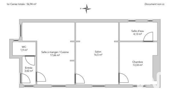 Appartement à vendre 3 pièces 57 m² Paris 9