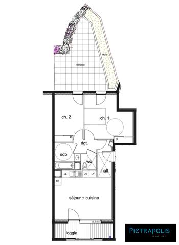 T3 de 60m² + Terrasse de 16m² Situé Rue Blanche et Georges Caton Lyon 7