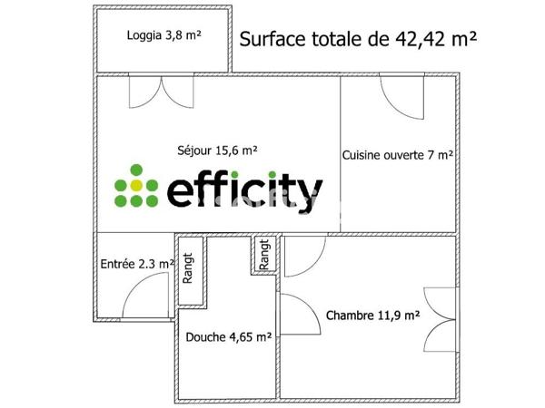 Appartement 2 pièces - 42 m² Exclusivité efficity