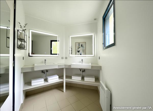 A vendre à Baden  secteur Guern Maison d'Architecte à 2 minutes à pied du Golfe  5 chambres vie de plain pied terrain divisible