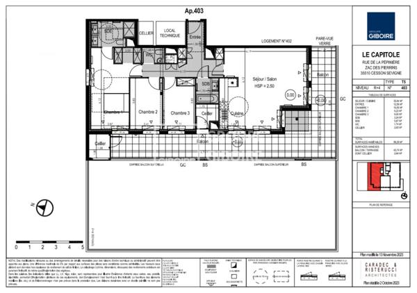 Appartement T5 à vendre CESSON SEVIGNE - 99 m² (réf : CAPITOLE-403)