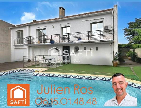 Maison familiale rénovée – 142 m², piscine, jardin & 2 garages