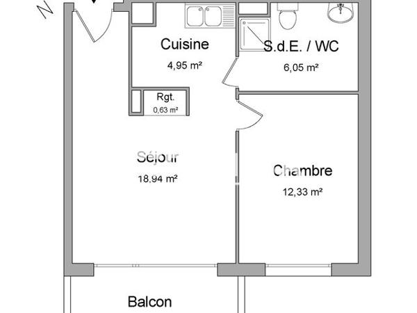 Location Appartement 2 pièces 42.9 m² - 2 AVENUE DES CANADIENS Le Petit Quevilly 76140