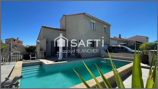 Villa avec piscine, trois chambres + bureau et garage.