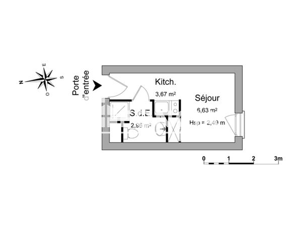 Location Studio 13.26 m² - 49 COURS DE LA REPUBLIQUE Le Havre 76600