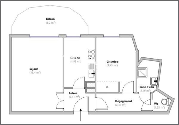 Appartement idéalement situé avec balcon et garage