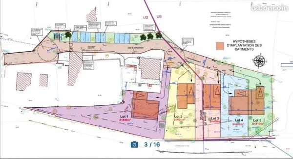 Terrain constructible 845m² viabilisé en vente à Rognes (13840)