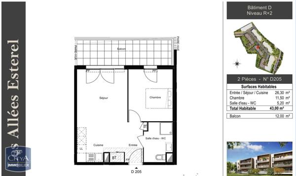 Location appartement 2 pièces de 43m²