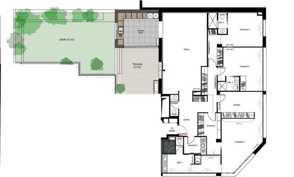 Asnieres - Quartier des Philosophes. 184 m2 de plain pied - terrasse - jardin - parkings