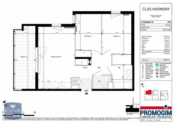 Appartement à louer 3 pièces 57.24m²