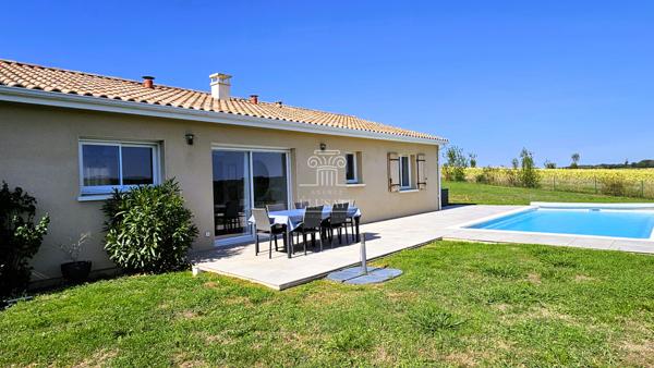 Condom (32100) VILLA AVEC PISCINE , 3 CHAMBRES SUPERBE VUE et EXCELLENT DPE - SECTEUR EAUZE