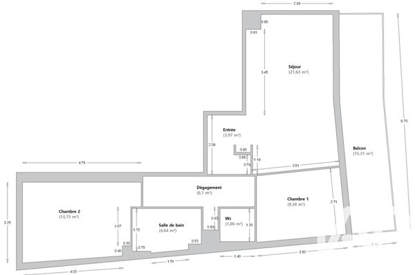 Appartement à vendre 3 pièces 61 m² Châtenay-Malabry