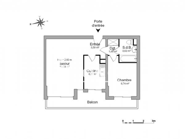 Location Appartement 2 pièces 44.62 m² - 3 RUE SOCRATE Rouen 76000