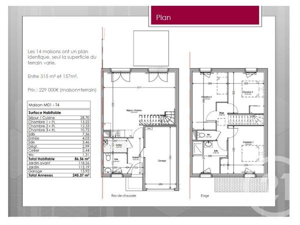 Maison à vendre  4 pièces - 86,56 m2 CHALLANS - 85